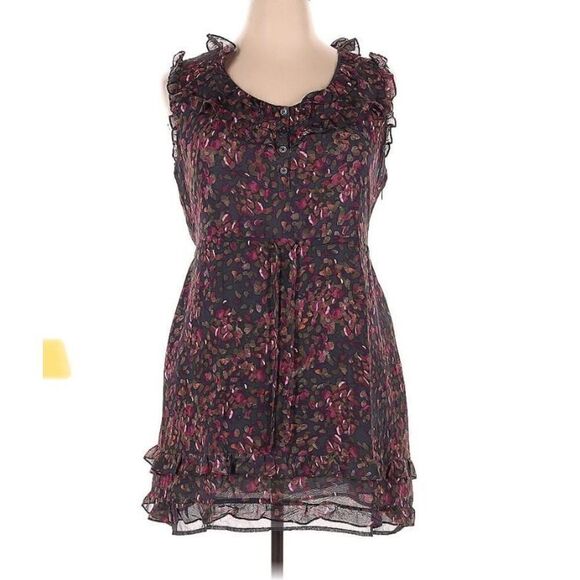 J. Crew Womens Vintage Printed Ruffle Trim Sleeveless Silk-Blend Mini Dress Size - Picture 1 of 14